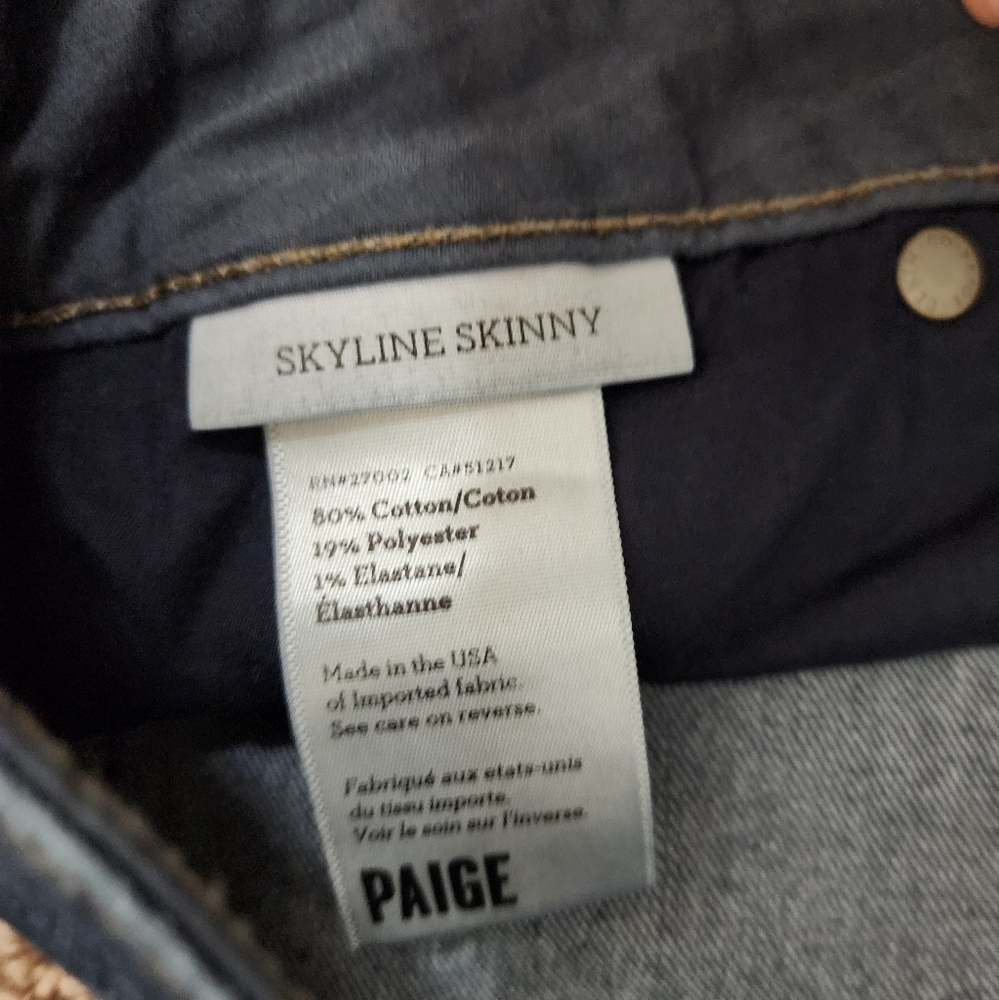 Paige Skyline Skinny Dark Blue Wash Jeans Size 32 - Picture 6 of 6